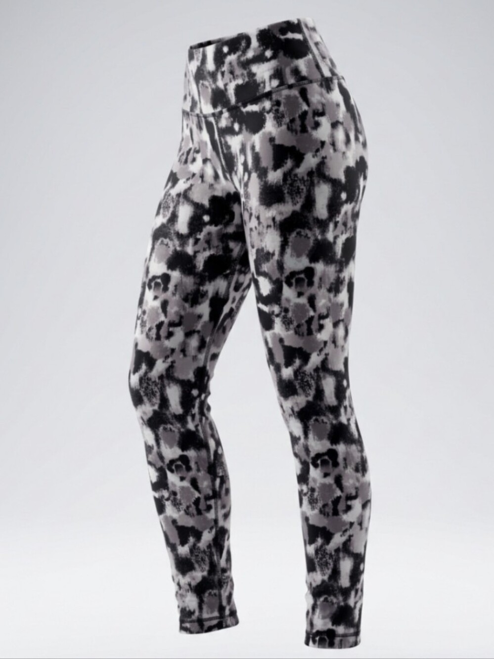 High-Rise Printed Gray & Black Leggings